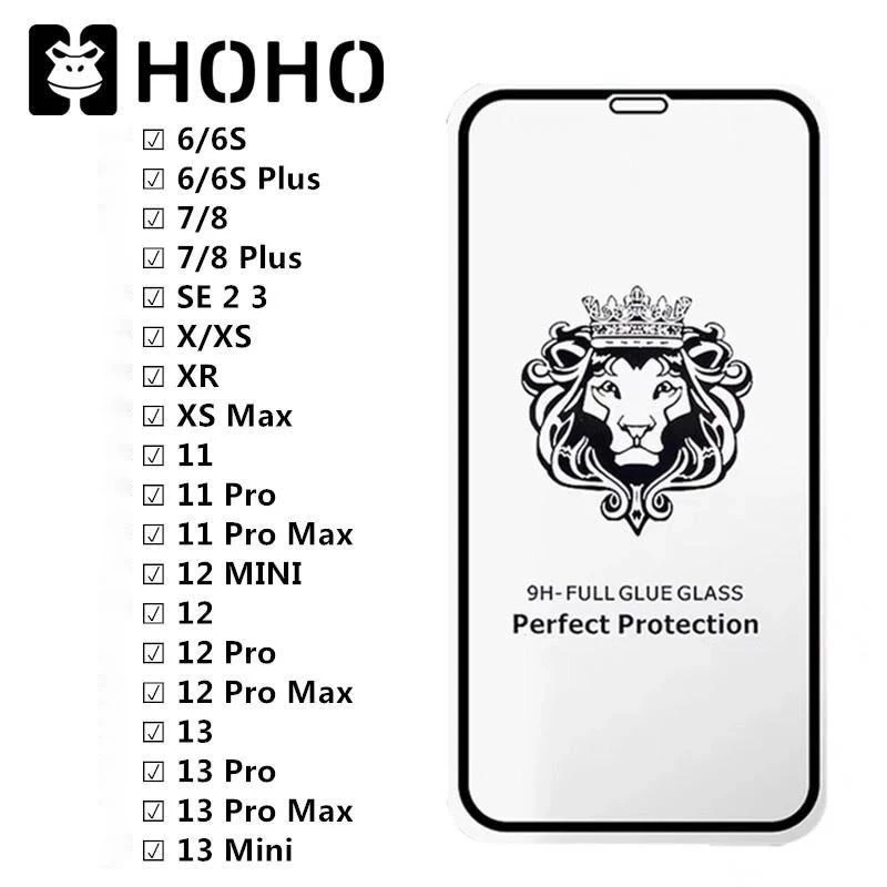 HOHO🔥ฟิล์มกระจก iPhone แบบเต็มจอ HDใช้สำหรับ iPhone 16e 6 7 8+ Plus SE 2 3 XS XR Max 11 12 13 Pro Max mini ฟิล์มไร้ขอบ