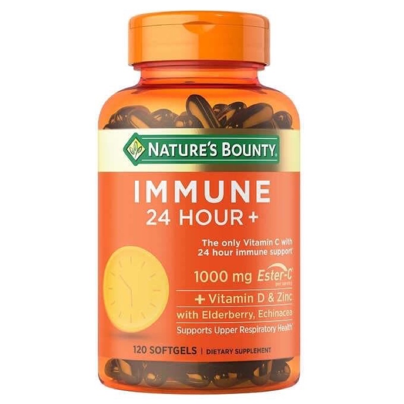 Nature's Bounty Immune 24 Hour+ With 1,000mg Ester-C  100 เม็ด นำเข้าจากอเมริกา แท้100%