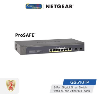 NETGEAR ProSAFE (GS510TP) 8-Port Gigabit Smart Switch with PoE (130W) and 2 Fiber SFP ports