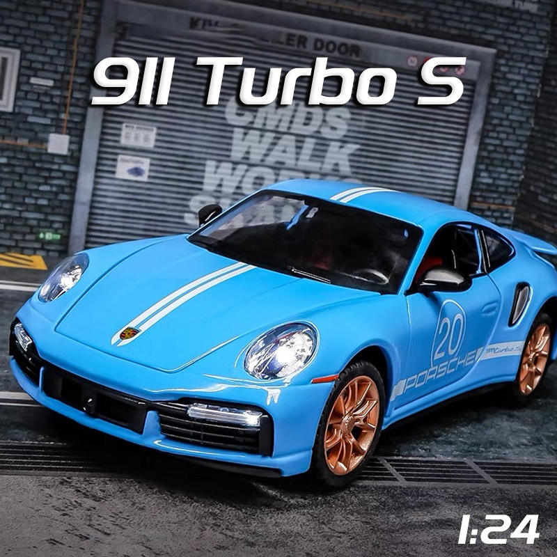 RUM1:24 Scale Porsche 911 Turbo Sรถรุ่นLight & Sound EffectรถDiecastของเล่นเด็กของเล่นเด็กวันเกิดรถของเล่น