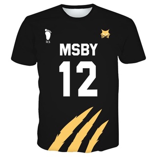 เสื้อยืดแขนสั้น พิมพ์ลาย Haikyuu MSBY 3 มิติ สําหรับผู้หญิง