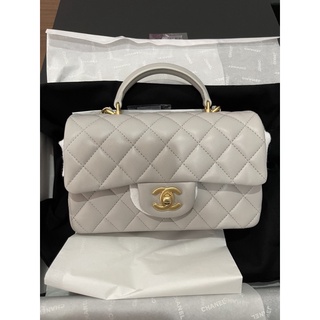 New Chanel mini handle gray lamp ghw microchip fullset