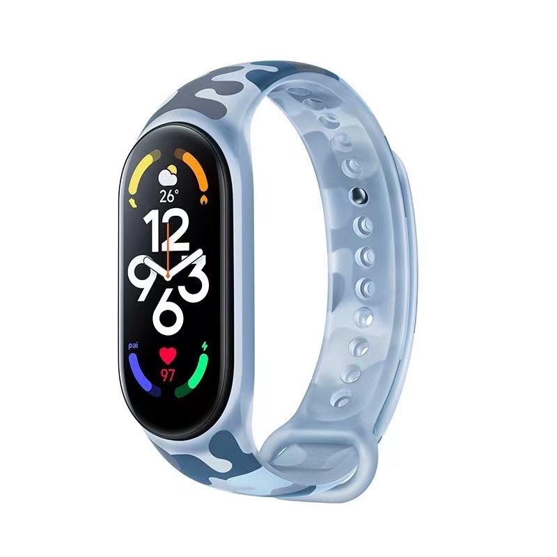สายนาฬิกาข้อมือซิลิโคน แบบนิ่ม ลายพราง สีสันสดใส สําหรับ Xiaomi Miband Mi Band 3 4 5 6 7
