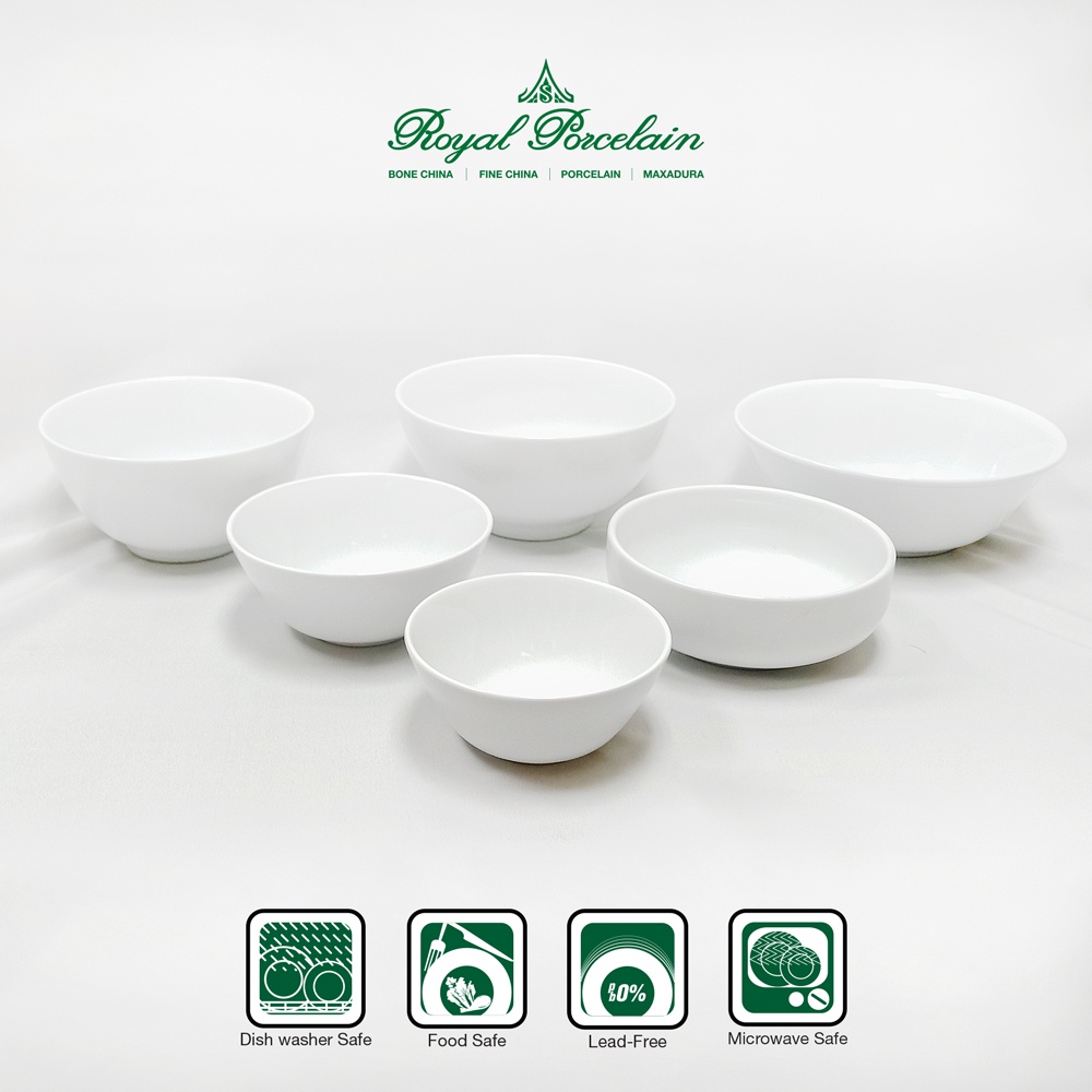 ถ้วย, ชามก๋วยเตี๋ยว, ชามแกง, ชามเกาหลี, ถ้วยซุป2หู แพ็ค 1 ชิ้น พอร์ชเลน สีขาว แบรนด์รอยัล ปอร์ซเลน Royal Porcelain