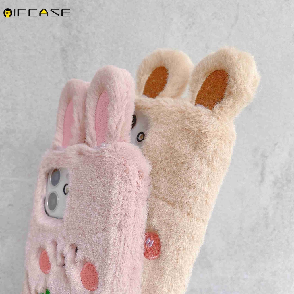 Xiaomi Poco X3 GT F3 Redmi K40 K30 K20 Note 7 Pro 7A 6 6A Pro 5 Plus Phone Case Hairy Plush Carrot Rabbit Winter Warm Cute Cartoon Pink Soft TPU Casing Cases Case Cover #8
