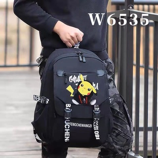 ♣กระเป๋าเป้สะพายหลังปิกาจู Pikachu ใบใหญ่ พร้อมส่ง W6535✷