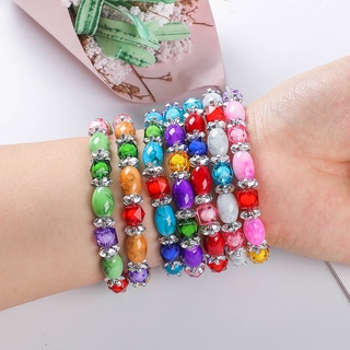 NEW! 6 colors！สร้อยข้อมือคริสตัลสีสันสดใส สร้อยข้อมือเครื่องประดับหวานขนาดเล็ก Fresh Creative Jewelry SL