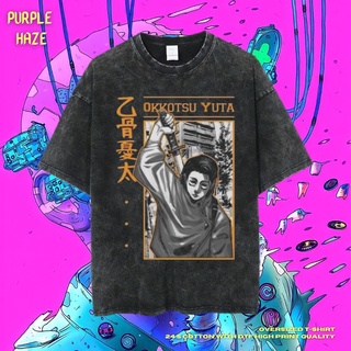 เสื้อยืด ขนาดใหญ่ พิมพ์ลาย Haze Okkotsu Yuta สีม่วง | หินล้างทําความสะอาด | เสื้อยืด ขนาดใหญ่ | เสื้อท็อปสามารถปรับแต่งไ