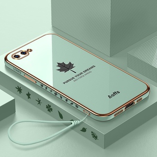 【Read Stock】Maple leaf Style casing OPPO A3s Realme C1 A12E New Design Square Shape Phone Case Soft Plating Case Cover