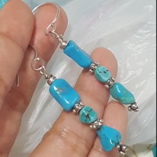 ต่างหูเทอร์ควอยส์แท้ (Natural turquoise earrings)