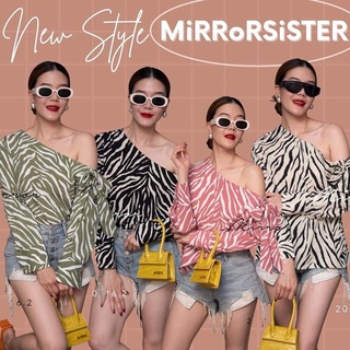 (2309)เสื้อไหล่เบี่ยง ไหล่ตกข้างเดียวลายม้าลายMiRRoRSiSTER’s ZeBRA.STeR Single-SHoULDeR ToP