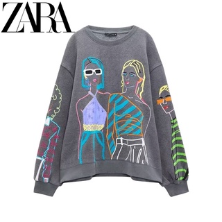 Zara ใหม่ เสื้อกันหนาว คอกลม พิมพ์ลาย แฟชั่นฤดูใบไม้ร่วง 1131872