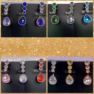 💖 จิวสะดือเกาหลี สแตนเลส 316L ประดับคริสตัล swarovski ขนาดก้าน 1.6 mm ความยาวทั้งหมดประมาณ 2.5 cm  งานพรีเมี่ยม
