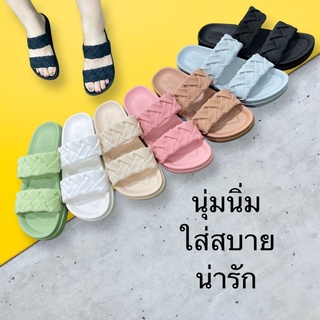 ( 1962 สองตอนลายผ้า ) ยางรองเท้านิ่มมาก ไซร้36-41 สินค้าพร้อมส่ง