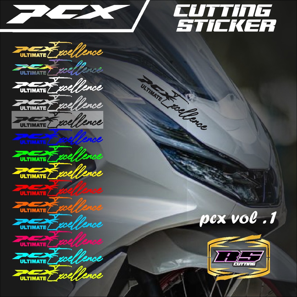 ตัดสติ๊กเกอร์ PCX - Honda PCX รถจักรยานยนต์ Variation Trim สติกเกอร์ Exceed Ultimate Excellence ลายเซ็นโฮโลแกรมเลเซอร์ Chrome Gold และ Solid RS VOL 01