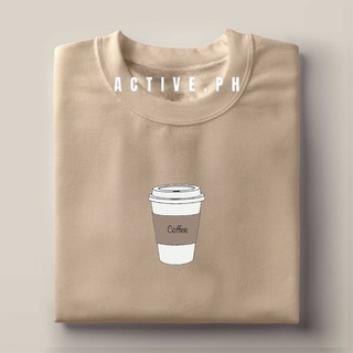 เสื้อโอเวอร์ไซ - COFFEE CUP เสื้อแถลงการณ์ด้านสุนทรียศาสตร์ที่เรียบง่ายขนาดใหญ่/เสื้อยืด/เสื้อยืด U