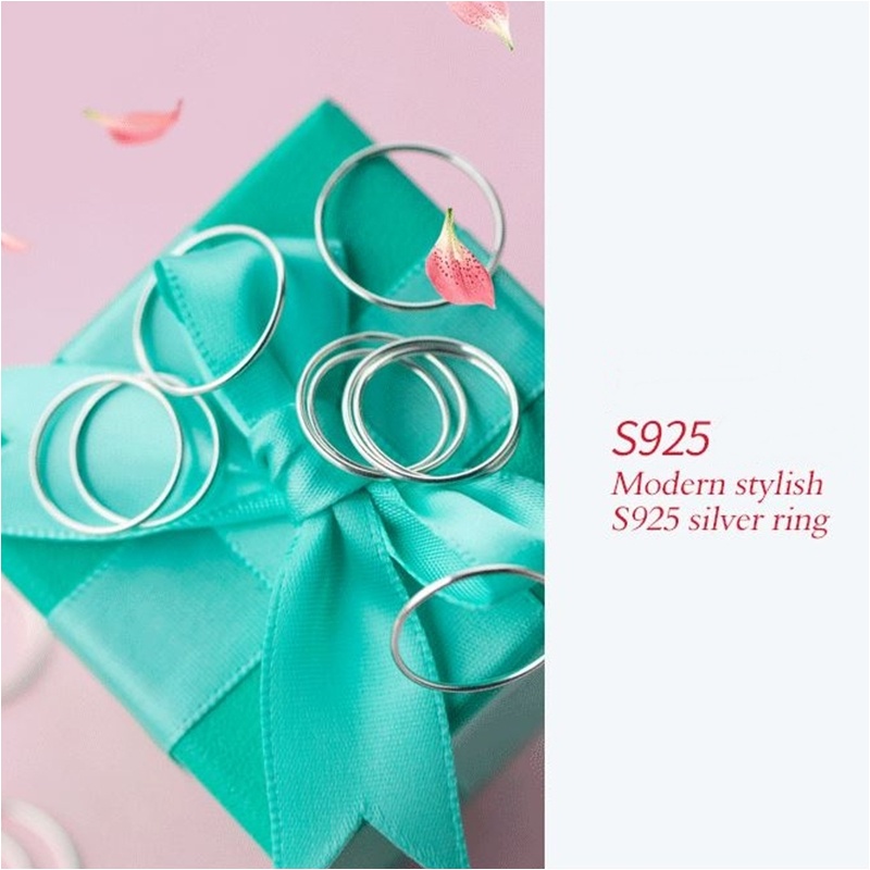 Modern styllish R24 แหวนเงินแท้ 92.5% ขนาด 1mm
