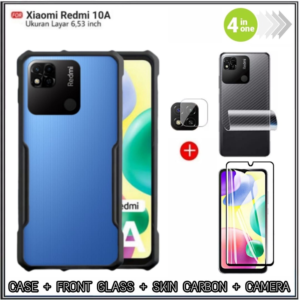 แพ็คเกจ 4IN1 เคส Xiaomi Redmi 12C, 10C, 10A, 10 5G, A1, 9C, 9T, 9A, 9, 8, 8A Pro, 10, Note 11 4G, 11