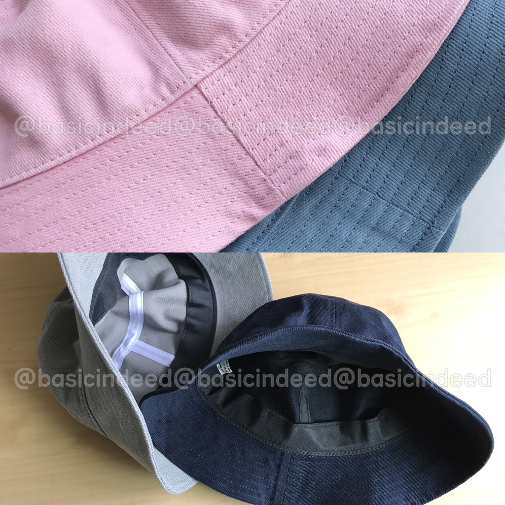 Basic Indeed Bucket Hat 57 cm หมวกบักเก็ต *รุ่นไม่มีสายคล้อง* 57ซม.หมวกปีกรอบ บัคเก็ตสีพื้น งานไทย ออกใบกำกับภาษีได้