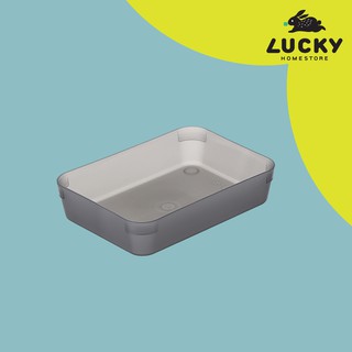 LUCKY HOME ถาดพลาสติกใสขุ่นแบ่งของในลิ้นชัก P5-0087 ขนาด (กว้าง x ยาว x สูง)(วัดด้านในถาด): 11.8 x 16.5 x 3.5 cm