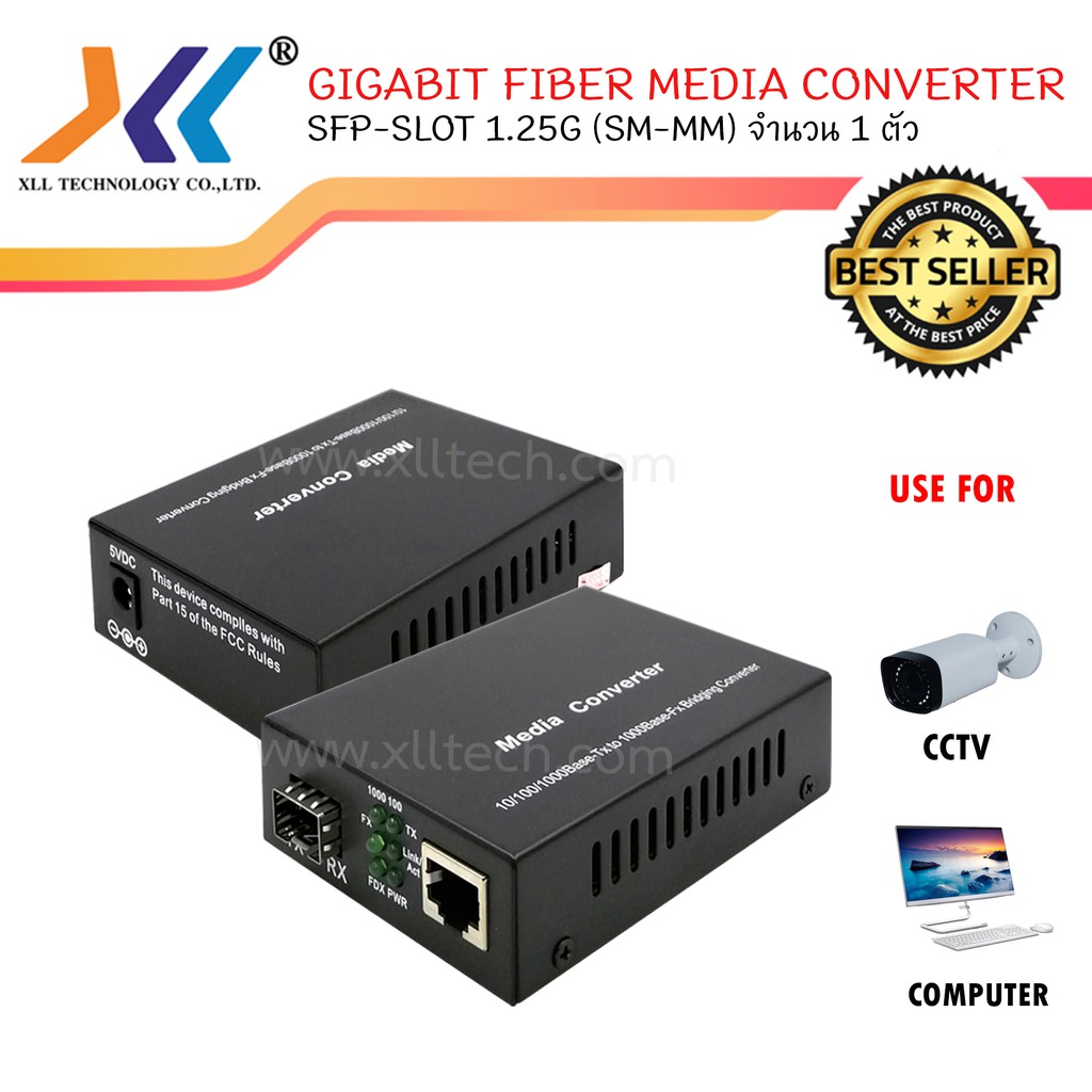 SFP GIGABIT FIBER MEDIA CONVERTER -SLOT 1.25G (SM-MM) จำนวน 1 ตัว md012