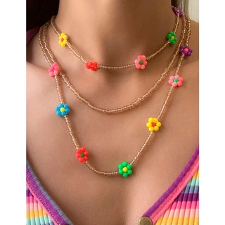 Furra necklace (3 pcs)  สร้อยคอลูกปัดสุดชิค เซต 3ชิ้น สร้อยดอกไม้ สดใส น่ารักมากๆค่ะ💗🌼