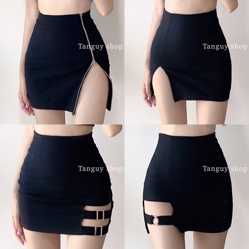 💕ShopBypuy💕กระโปรงซิปข้างผ้าสกินนี่🔥กระโปรงสกินนี่