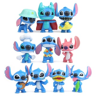 megatoys โมเดล 10pcs/set Lilo &amp; Stitch Mini Anime Cartoon  Pvc Action Figures Toys Dolls Gifts