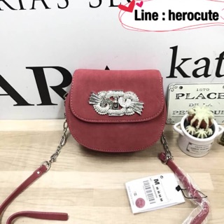 ZARA LEATHER DETAIL CROSSBODY BAG ของแท้ ราคาถูก