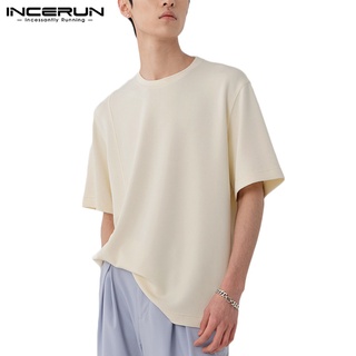 Incerun เสื้อยืด คอกลม แขนสั้น สีพื้น แฟชั่นฤดูร้อน สําหรับผู้ชาย