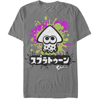 เสื้อยืดครอปsplatoon game การ์ตูน เกมส์ญี่ปุ่น Mens Nintendo Splatoon Inkling Squid T-Shirt men teeคอกลม แฟชั่น แขนสั้น