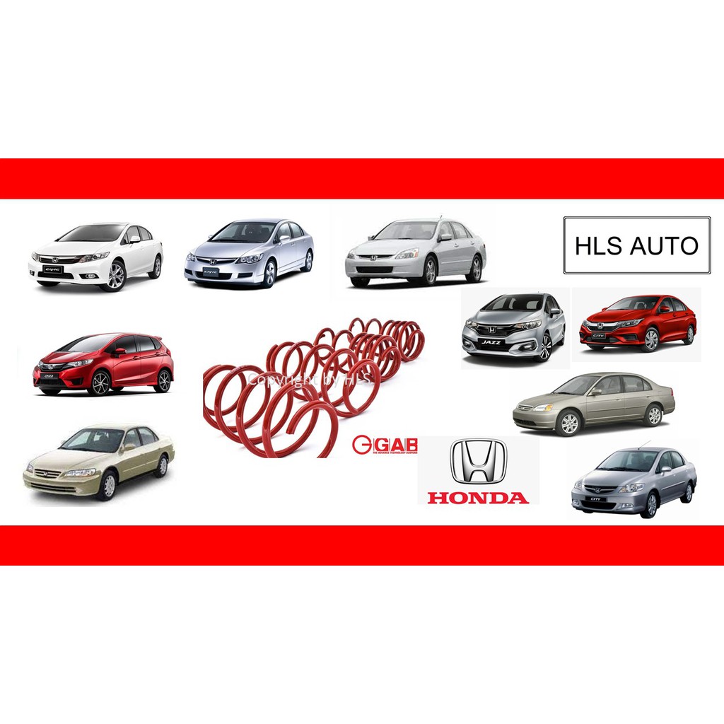 GAB Honda Sport Spring Set ( Accord S84, SDA, Civic S5A, SO4, FD SNA, FC1/FC2 TROJazz, City T9A, T5A