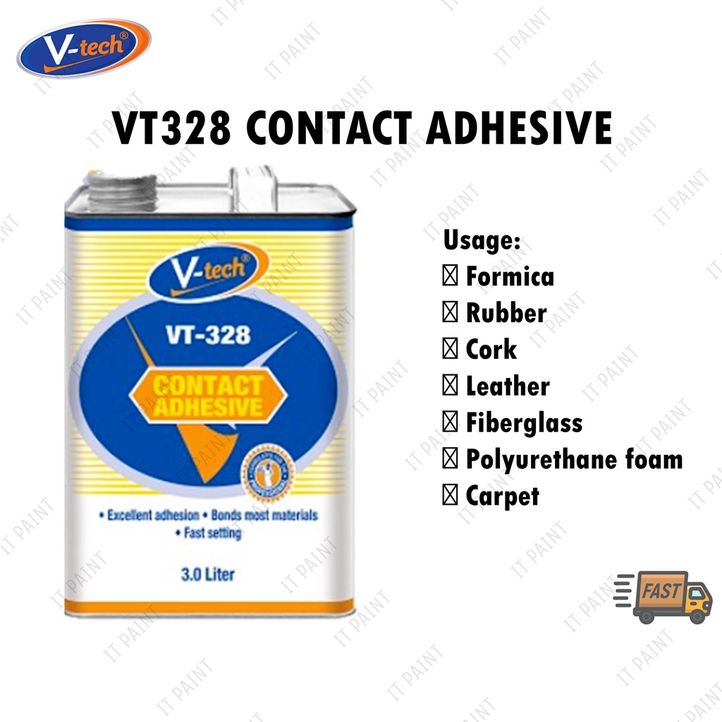 [3L] V-Tech VT-328 กาวสัมผัส Formica กาวตารางลามิเนตกาวพรมกาว CA กาว Gam Kasut Gam Wainscoting โฟม