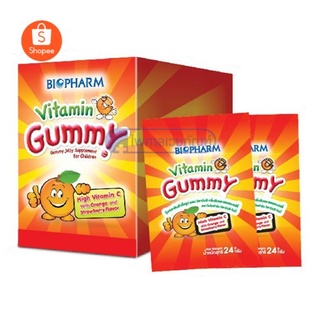 Biopharm Gummy Vitamin C 60 กรัม วิตามินซี ชนิดเยลลี่ 1 ซอง กลิ่นส้มและสตรอเบอร์รี่