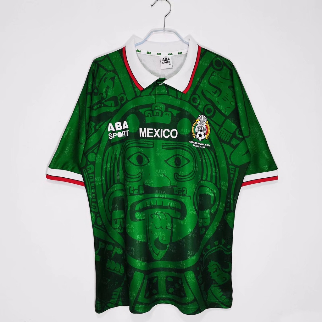 Spot1998 เสื้อกีฬาแขนสั้น ลายทีมชาติฟุตบอล Mexico สไตล์เรโทร