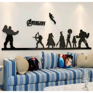 home decorateชุดรวมซุปเปอร์ฮีโ่ร่ adventure กัปตันอเมริกา อะคริลิกตกแต่งผนัง3D แผ่นภาพอะคริลิคลายการ์ตูนตกแต่งผนัง