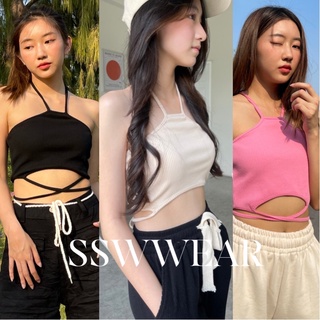 • CETU • SSW C05 เสื้อสายเดี่ยวคล้องคอ มีเชือกผูกเอว  เสื้อ   เสื้อสายเดี่ยว  ⚡️พร้อมส่ง⚡️