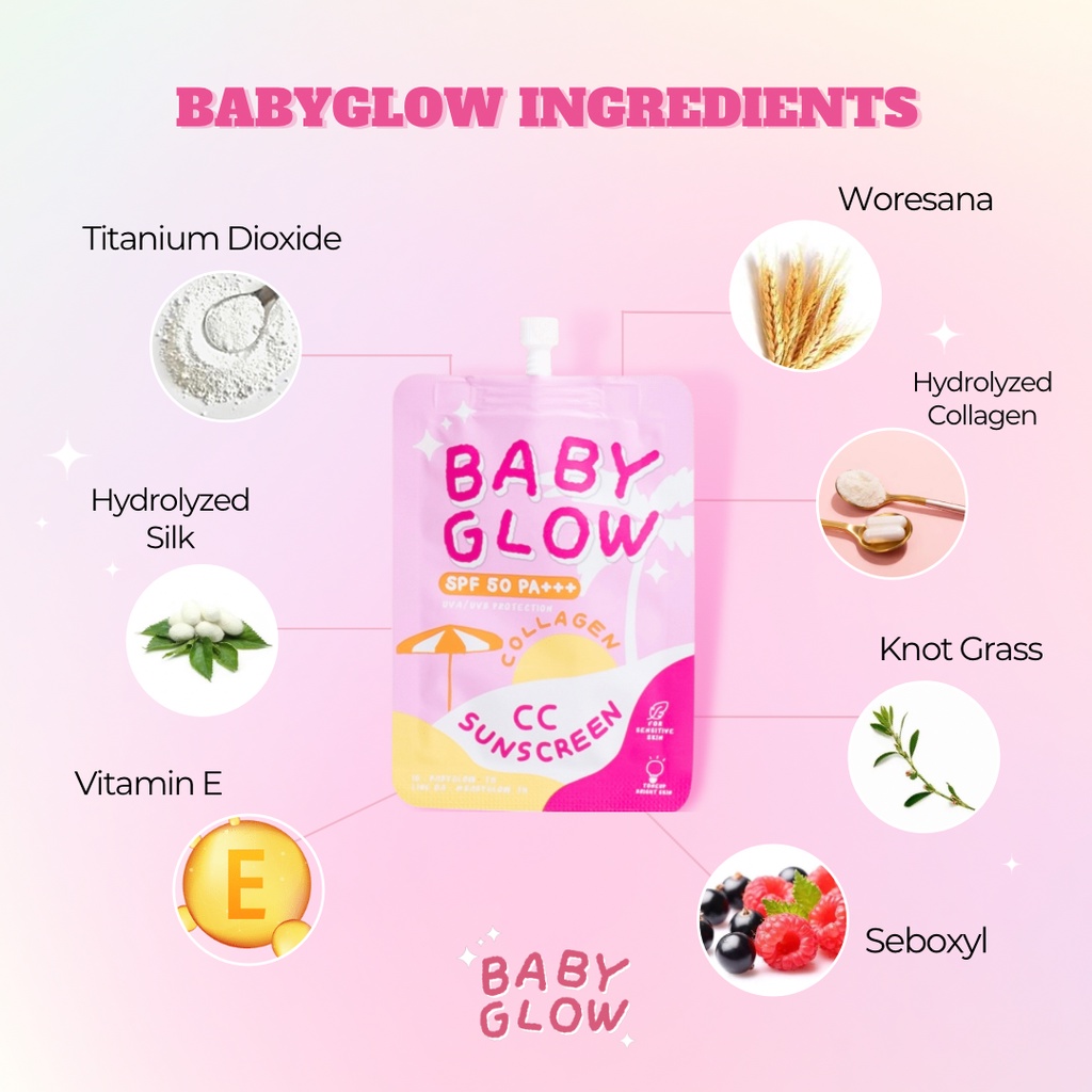 BABYGLOW CC Sunscreen | กันแดดซีซีครีม SPF PA 50++ ผสมคอลลาเจน สำหรับผิวแพ้ง่าย+เหมาะกับทุกสีผิว