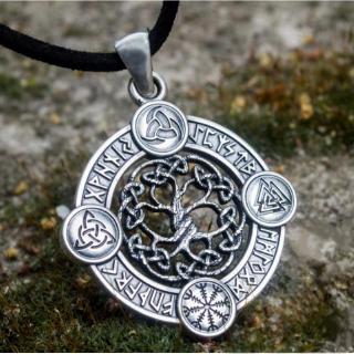 Vintage fashion Viking Kate concentric knot tree of life pendant mens necklace jewelry