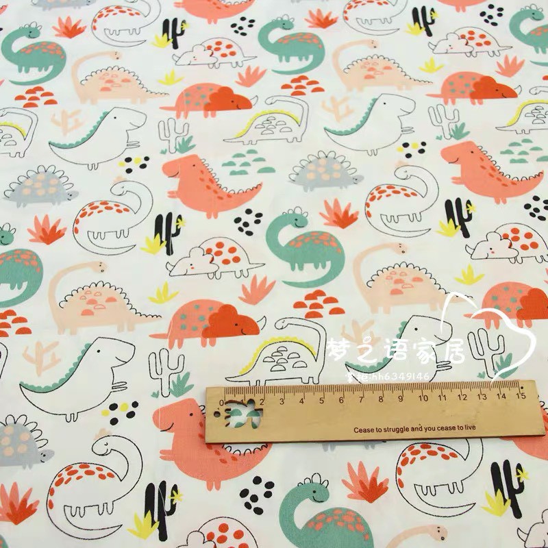 ผ้าคอตตอน 100% ทอทวิลคอตตอน ผ้าเมตร หน้ากว้าง1.6 เมตร ลายไดโนเสาร์ ลายรถ ลายเด็กผู้ชาย