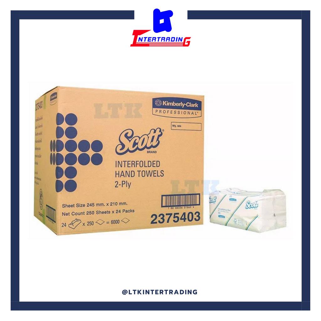 กระดาษเช็ดมือ Scott Interfolded หนา 2ชั้น (บรรจุ 250แผ่นx24ห่อ/ลัง) พร้อมส่ง💯💯 Code:23754