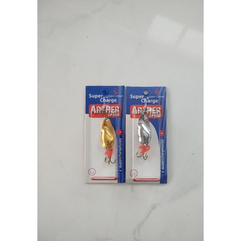 เหยื่อสปูน super charge arther spoon  3และ7  กรัม สีเงิน-ทอง