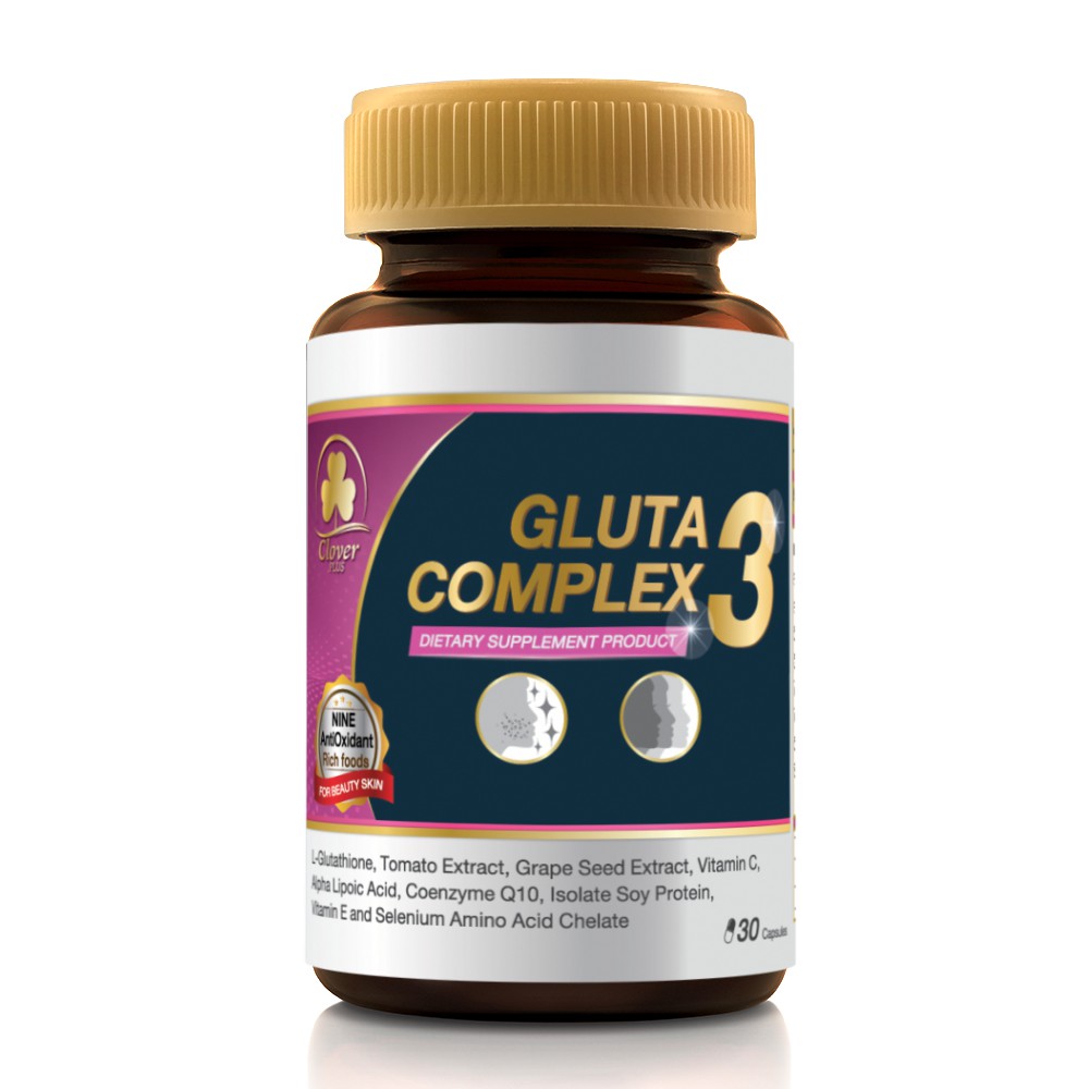 Clover Plus Gluta Complex 3 (30แคปซูล)  กลูต้าเหมาะสำหรับผู้ที่ต้องการดูแลผิว | Shopee Thailand