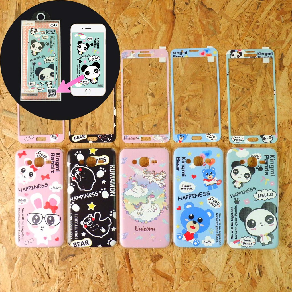 เคสการ์ตูนขอบใสนิ่ม+ฟิล์มกระจก+รูปวอลเปเปอร์ J7 / J7 core