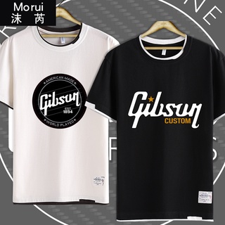 เสื้อยืดผ้าฝ้ายพิมพ์ลายแฟชั่น เสื้อยืดแขนสั้น พิมพ์ลาย Gibson Guitar Big G Rock Band Music สองชิ้น สไตล์อเมริกัน สําหรับ