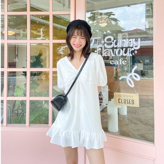 น่ารักทะลุจอไปกับมินิเดรสสุดคิ้วท์_Nineties Design_Cellection White🌷