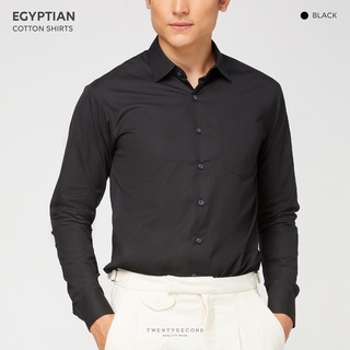 TWENTYSECOND เสื้อเชิ้ตแขนยาว ผ้าคอตต้อน รุ่น Egyptian Cotton shirt - สีดำ / Black