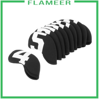 [FLAMEER] 10Pcs Golf Iron Headcover Waterproof Head Cover Golfer Protection 4-9,A~X White