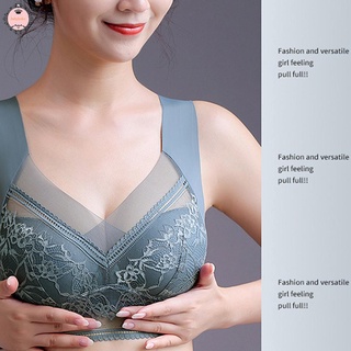 Lace Gathering No Steel Ring Anti-Sagging Underwear Vest Large Size Bra