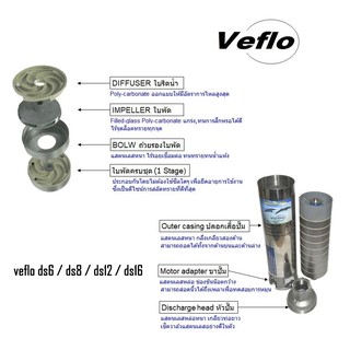 ปั๊มบาดาล ปั๊มน้ำ วีโฟ submersible pumps veflo รุ่น ds6 / ds8 / ds12 / ds16